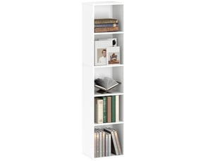 Bibliothèque étagère de rangement 5 niveaux avec étagères réglables pour salon, chambre, bureau, 30x24x133,5cm, blanc
