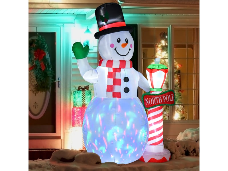  Décoration de noël, bonhomme de neige gonflable, 2,4 m, éclairage led, souffleur, blanc  - Conforama D