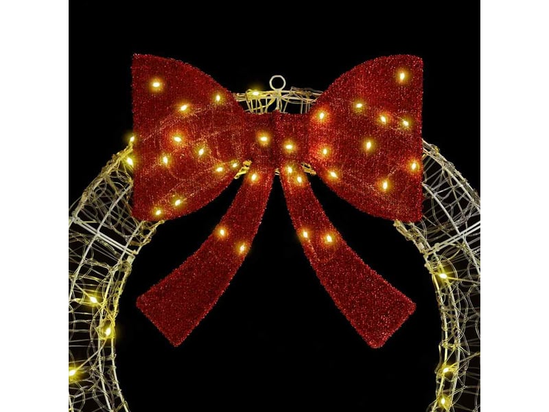  Couronne de noël, décoration de noël 80 led blanc chaud 92 x 92 x 9,5 cm acrylique cf61760  - Conforama E