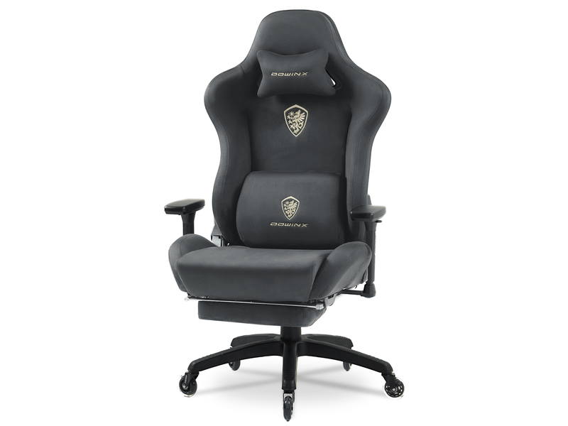  Fauteuil gaming – coussin lombaire massant – revêtement en microfibre – repose-pieds – dossier inclinable jusqu’à 160° – gris  - Conforama A