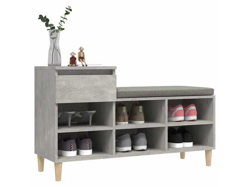  Meuble à chaussure, armoire à chaussures gris béton 102x36x60 cm bois d'ingénierie shl2003  - Conforama D