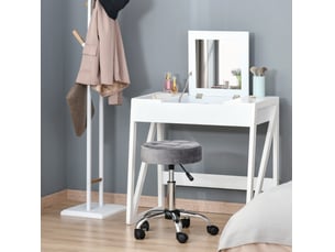 Tabouret de bureau à roulettes pivotant réglable en hauteur 35x35x49-61 cm gris clair
