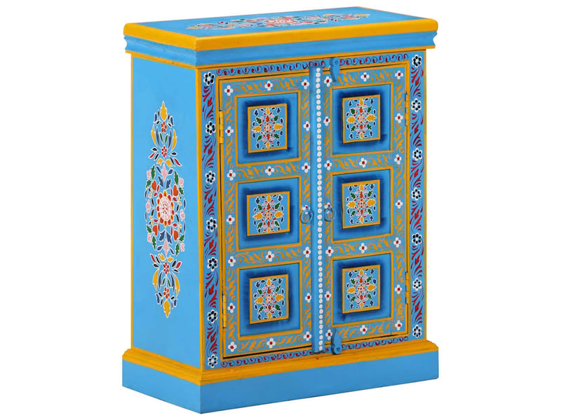  Buffet - bahut - meuble de rangement bois massif de manguier peinture manuelle turquoise  - Conforama B