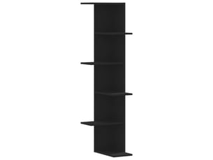 Étagère d'angle flottante, étagère murale noir 36,5x36,5x140 cm bois d'ingénierie cf41407