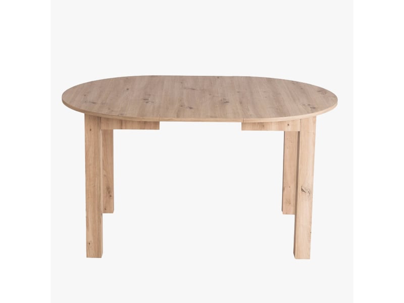  Table à manger ronde extensible couleur bois clair pieds métal noir  - Conforama E