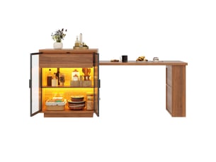 Îlot de cuisine extensible avec rangements et led, 122 à 194,5 cm, marron foncé