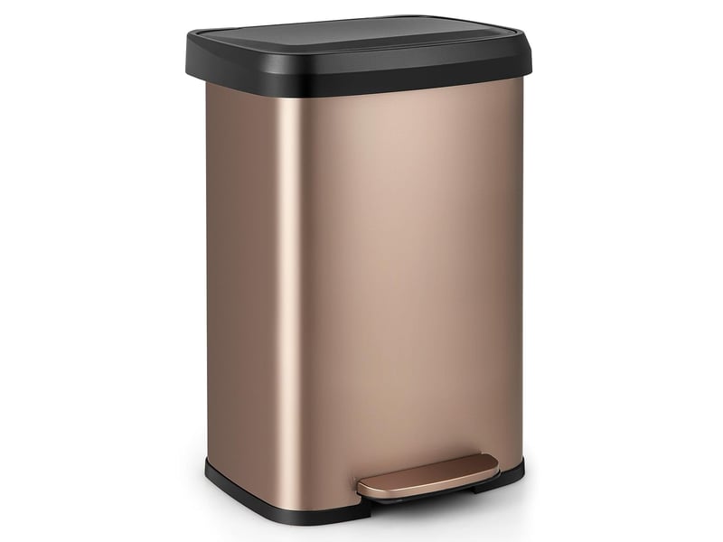 50l poubelle à pédale, poubelle en acier inoxydable avec couvercle à fermeture douce, compartiment désodorisant, poubelle de cuisine anti-odeur rose - Conforama A