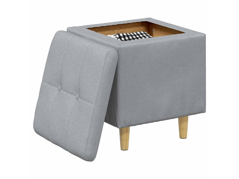  Ottoman, repose pied salon avec rangement gris clair 40x40x45 cm tissu  - Conforama C
