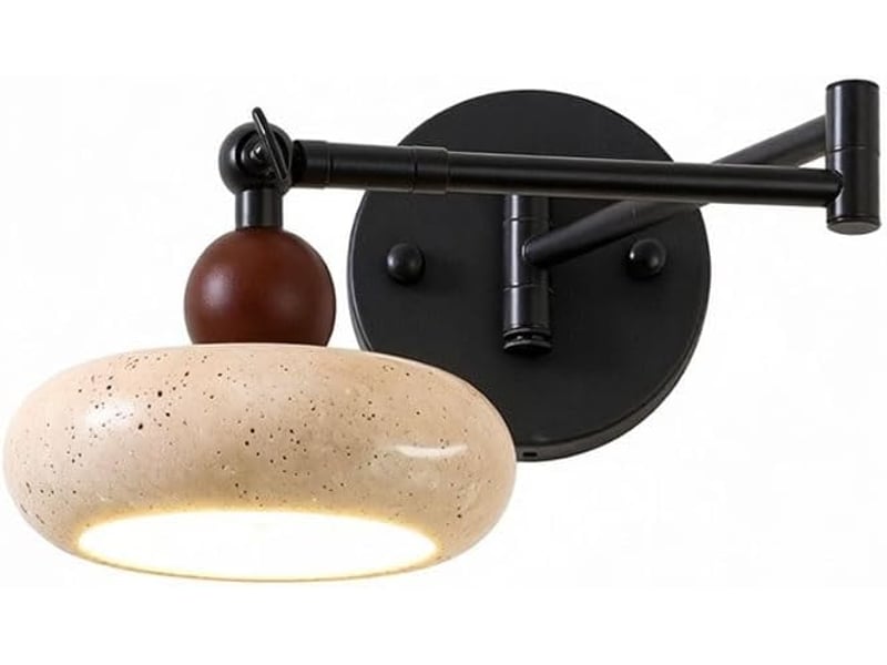  Applique murale en bois massif réglable et pivotable en travertin naturel lampe murale en travertin jaune  - Conforama A