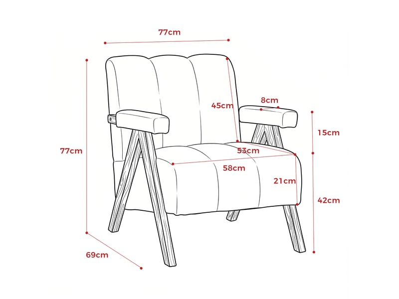  Fauteuil d'appoint noir en tissu bouclette, structure en bois, avec accoudoirs  - Conforama C