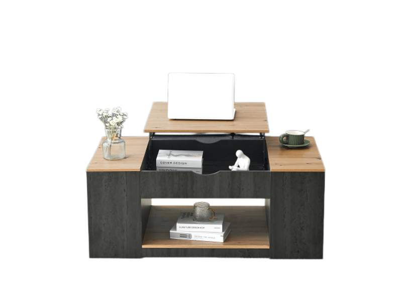 Table basse réglable 109,5 x 59,7 x 43 cm design élégant - espace de rangement sous le plateau - mdf - gris evarich - Conforama A