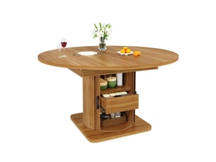 Table à manger extensible ronde transformable en ovale 118-158 cm, capacité jusqu'à 6 personnes, table polyvalente