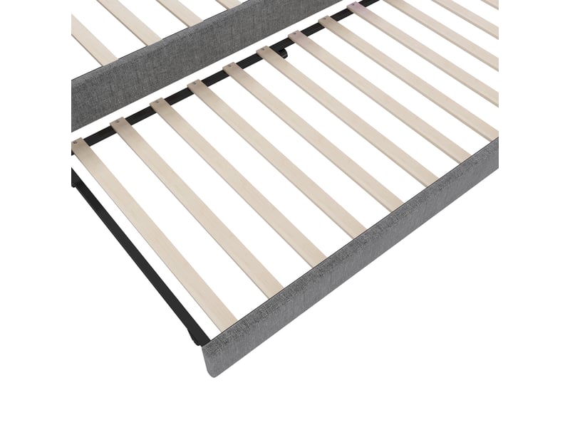  Lit gigogne 140x200 cm multifonction avec rangements, ports usb et type-c et led, lin et mdf, gris, sans matelas  - Conforama R