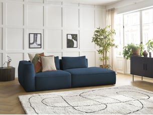 Canapé droit fixe BOBOCHIC LEOPOLD 3 places Velours bleu