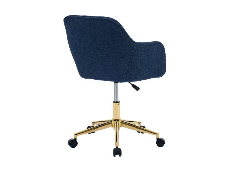  Fauteuil de bureau réglable 58x58 cm – bleu foncé – rotation 360° sur roulettes et base dorée en métal  - Conforama D