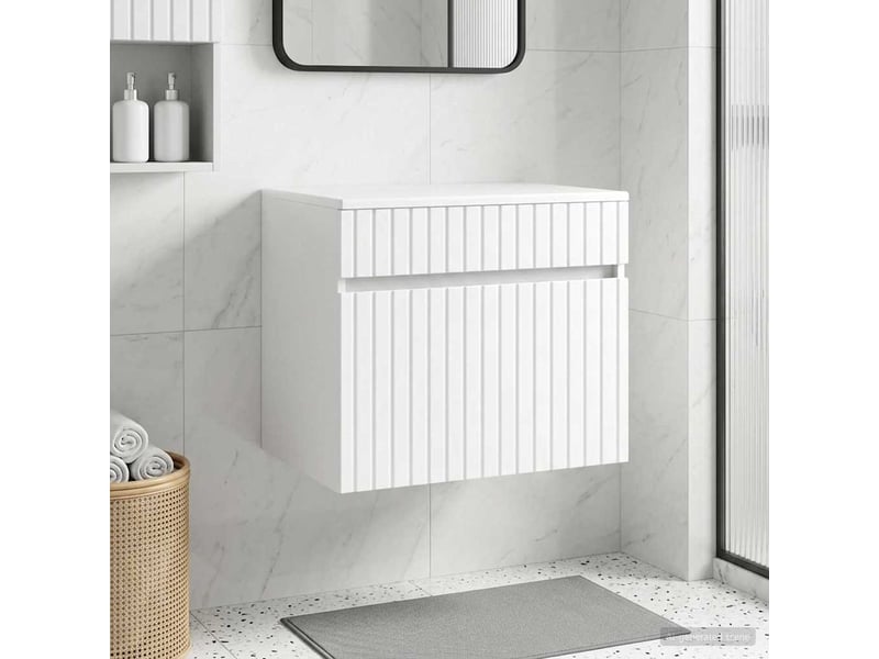  Cabinet salle de bain mural, meuble de rangement blanc brillant 59x44.5x50 cm  - Conforama B