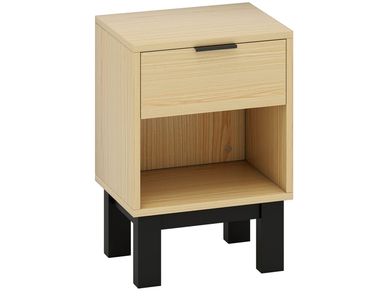  Table de chevet avec tiroir et niche ouverte pour chambre en panneaux de particules 35×26×50 cm chêne  - Conforama A