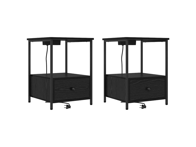  Table de chevet - cabinet de chevet - table de nuit 2 pc chêne noir 42 x 41 x 56 cm  - Conforama A