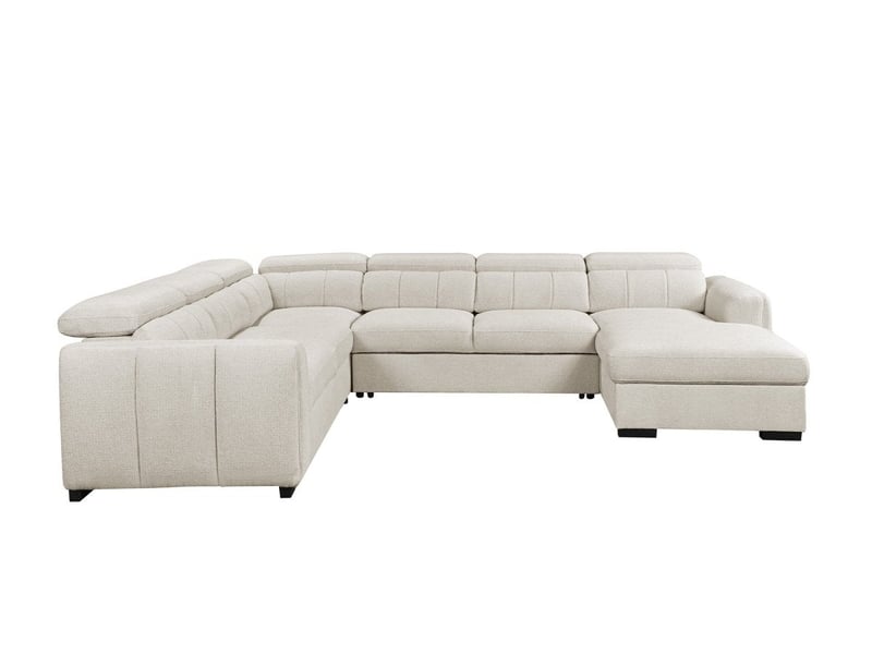 Canapé panoramique convertible avec coffre en tissu bouclette beige najah - angle droit KF8047-2A2M-BEI - Conforama E
