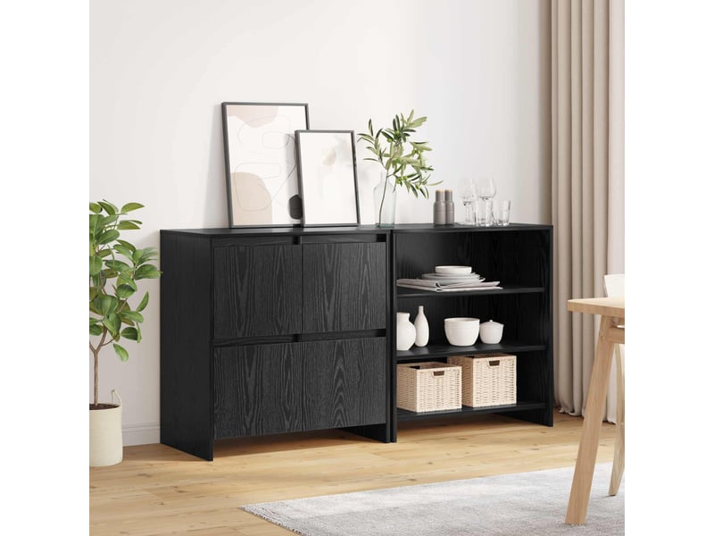 Buffet - bahut - meuble de rangement 2 pc chêne noir 70 x 41 x 75 cm bois d'ingénierie - Conforama D