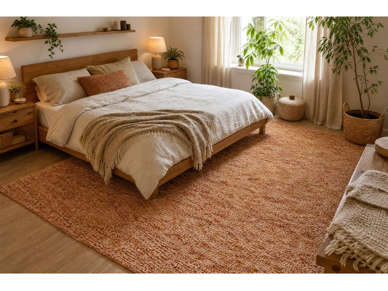 Tapis nepal terracota ii terre cuite mélange - laine, double face, naturel 200x300 cm - Conforama E