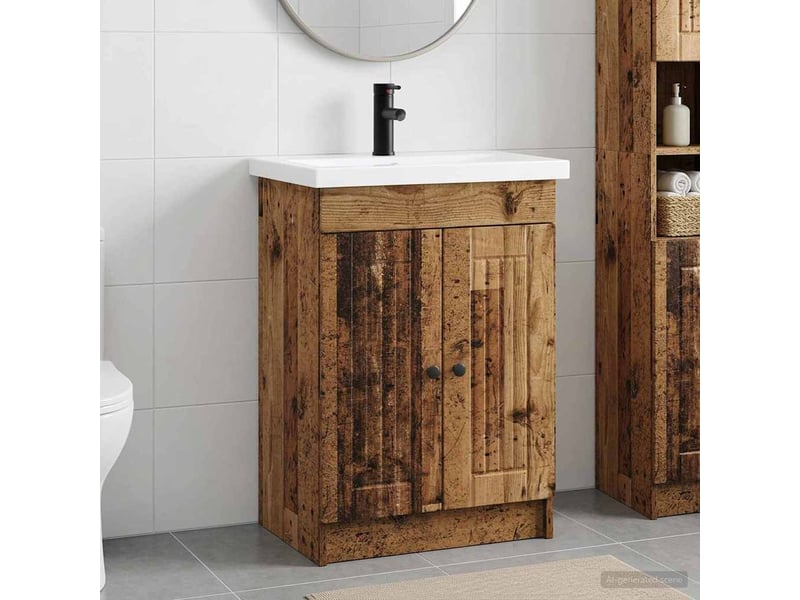 Ensemble de mobilier de salle de bain bois ancien shl2670 - Conforama B