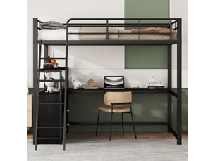 Lit mezzanine 140x200 cm <strong>ZOVIRA</strong>  <strong></strong> coloris noir