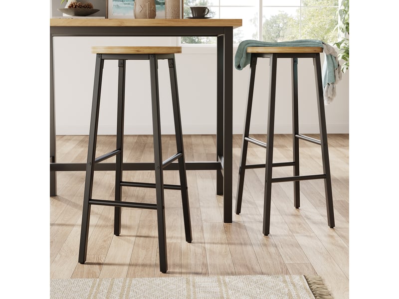  Tabourets de bar lot de 2 avec repose-pieds - lpospi - pieds réglables, 30 × 30 × 70 cm, métal, noir  - Conforama B