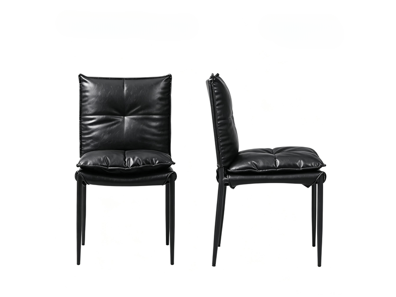  Lot de 4 chaises de salle à manger noires, rembourrées, en métal, 48 x 55 x 87 cm  - Conforama A