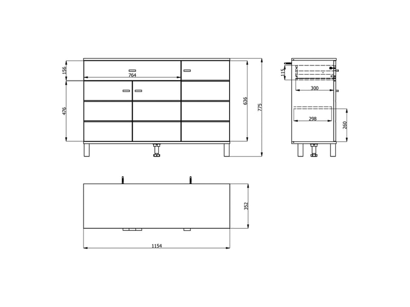  Buffet uyuni, commode un tiroir, 116x35x78h cm chêne marron noeuds Uyuni - Conforama C