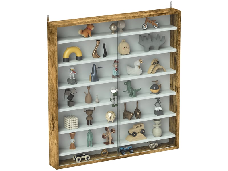  Vitrine pour collection vitrine murale 80 x 9,5 x 83 cm 6 étagères réglables en hauteur 2 portes coulissantes en verre  - Conforama A
