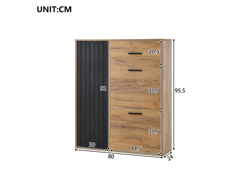  Vestiaire d'entrée coloris naturel+noir avec miroir panneau de particules vestiaire bicolore - Conforama E