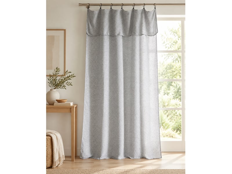 Rideau ajustable + 8 anneaux pince 140 x 270 cm polyester fils teints effet chambray dua galet 15665 - Conforama B