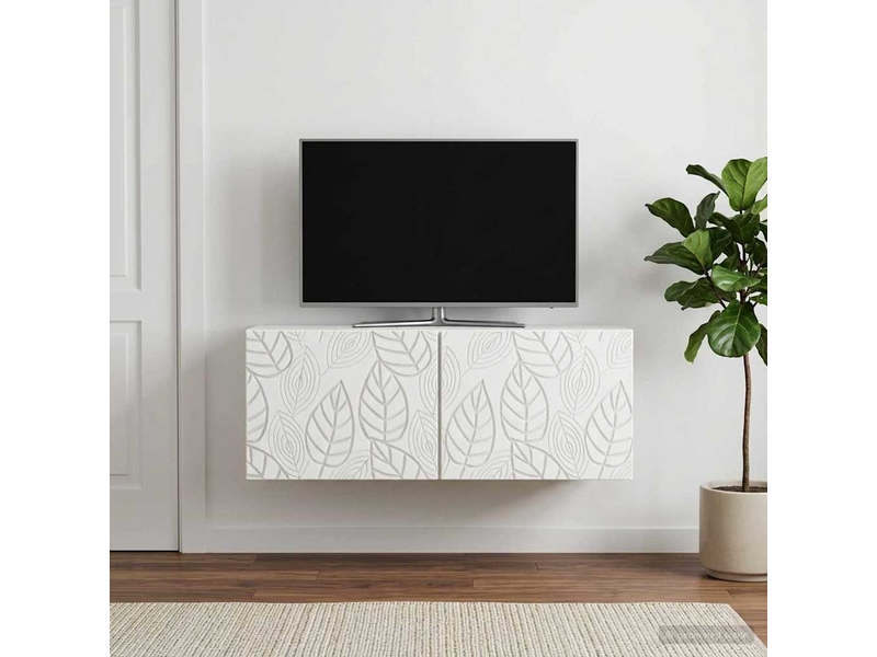  Meuble tv - banc tv - meuble de rangement mural 59,5 x 31 cm blanc bois d'ingénierie  - Conforama C
