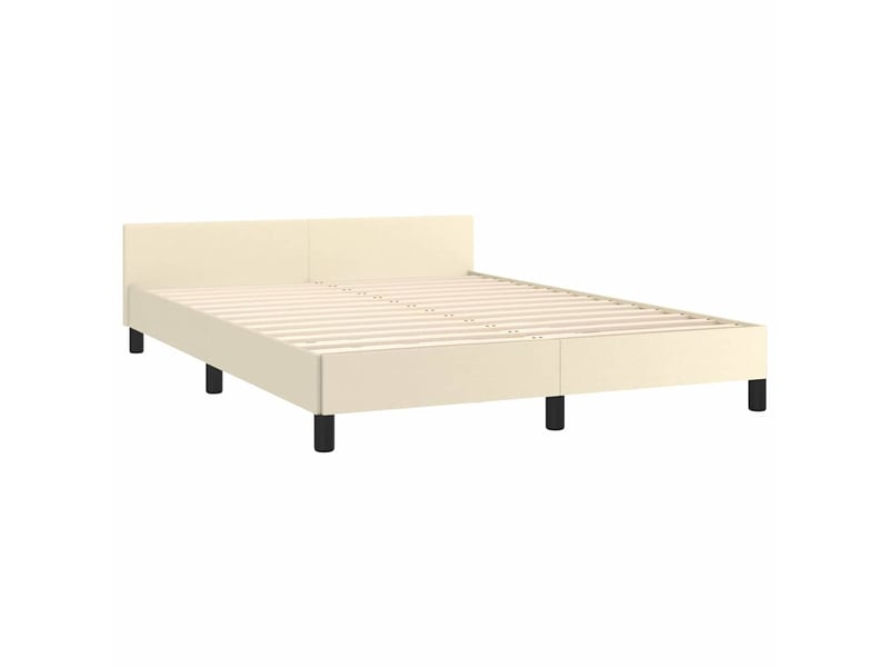  Lit double- lit adulte -  cadre de lit avec tête de lit sans matelas crème 140x190 cm  - Conforama C
