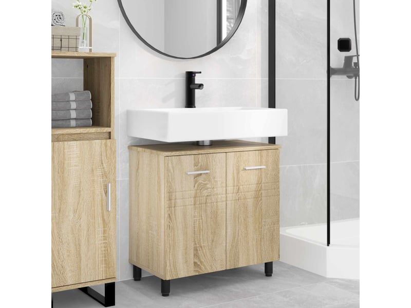 Unité de vanité de salle de bain, meuble de rangement chêne sonoma 60x35x60 cm shl9370 - Conforama B