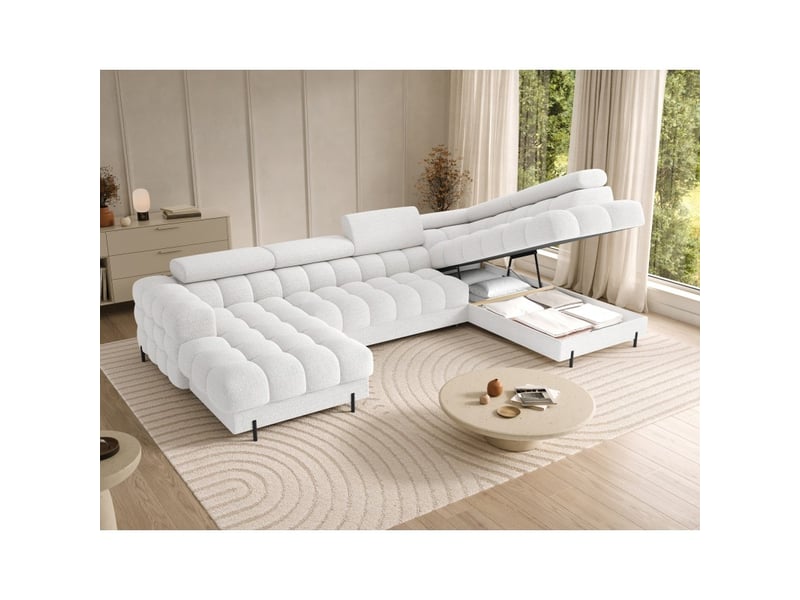 Canapé panoramique convertible blanc angle droit feraria 358x93x202cm - Conforama C