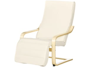 Fauteuil relax confort et relaxation avec repose-pied réglable déhoussable 94 x 66,5 x 100 cm cm bois massif crème