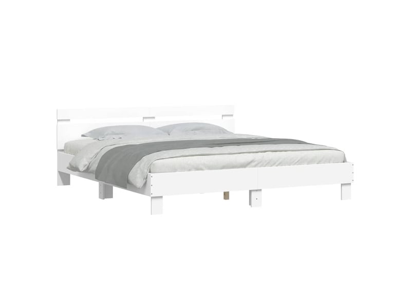  Lit double- lit adulte -  cadre de lit sans matelas blanc 200x200 cm  - Conforama B