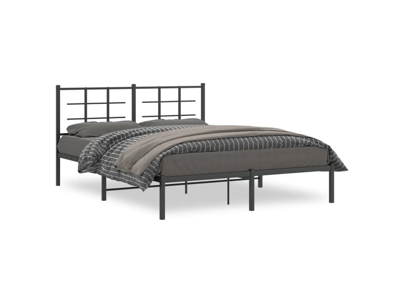  Lit double- lit adulte -  cadre de lit métal sans matelas avec tête de lit noir 150x200cm  - Conforama A