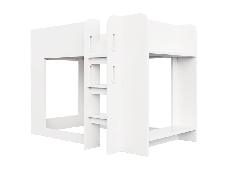  Lit superposé enfant 90x200 cm avec échelle et rangement latéral, blanc, sans matelas  - Conforama R