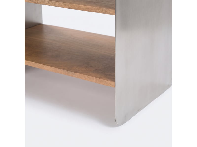 Table de chevet en bois de manguier et métal brossé-selma Selma - Conforama C
