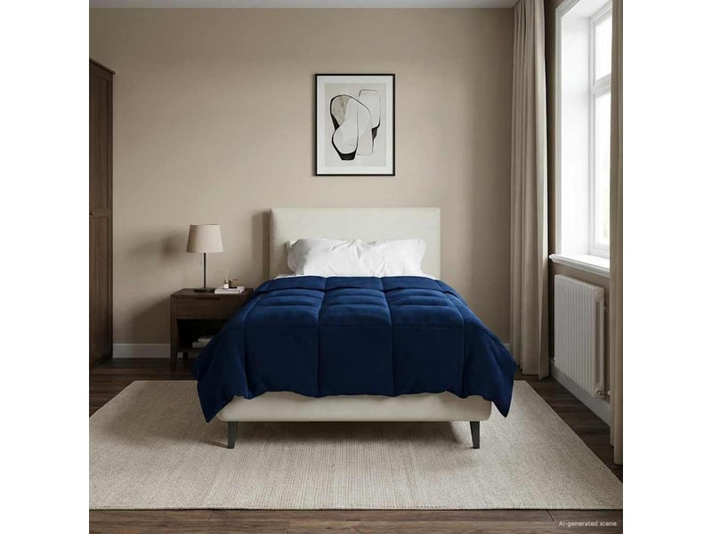  Duvet - couette complet toute l'année 140 x 200 cm 4 saisons bleu foncé  - Conforama D