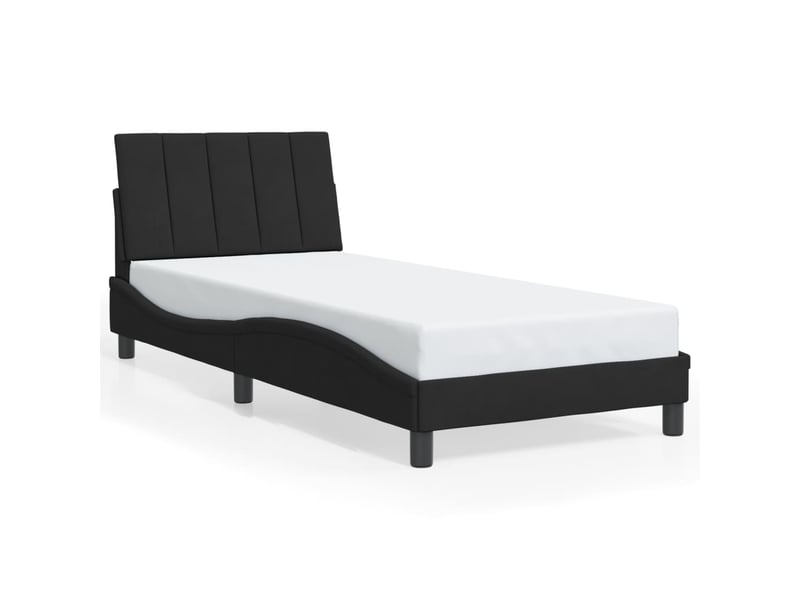  Lit simple- lit adulte -  cadre de lit avec led sans matelas hanko noir 80x200 cm velours  - Conforama D