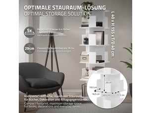 Bibliotheque coloris blanc 5 étagère(s) ML-DESIGN - 40 cm x 155 cm