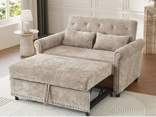 Canapé droit convertible <strong>BGSRYAO</strong> <strong></strong> 2 places Tissu marron