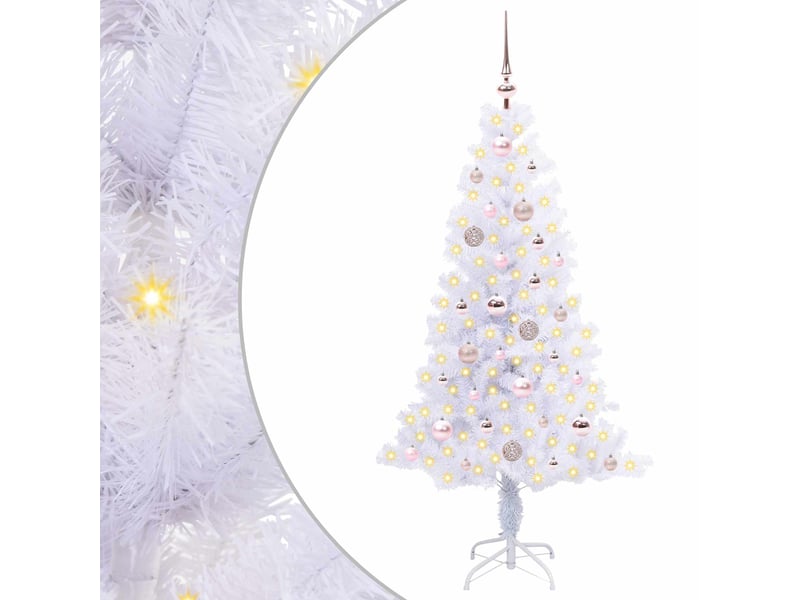  Sapin de noël artificiel, arbre de noël avec 150 led blanc 150 cm pvc et acier shl3596  - Conforama A