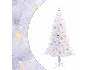 Sapin de noël artificiel, arbre de noël avec 150 led blanc 150 cm pvc et acier shl3596
