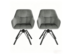 Chaises de salle à manger pivotantes 360° lot de 2 avec accoudoirs  - velours métal gris foncé
