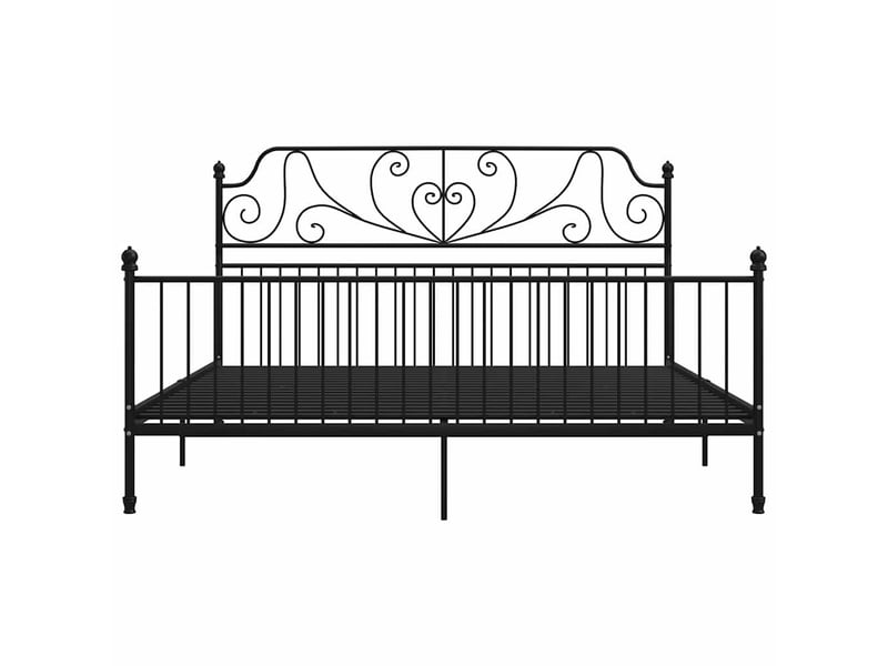  Lit adulte, lit double, cadre de lit sans matelas noir métal 200x200cm cf15718  - Conforama C